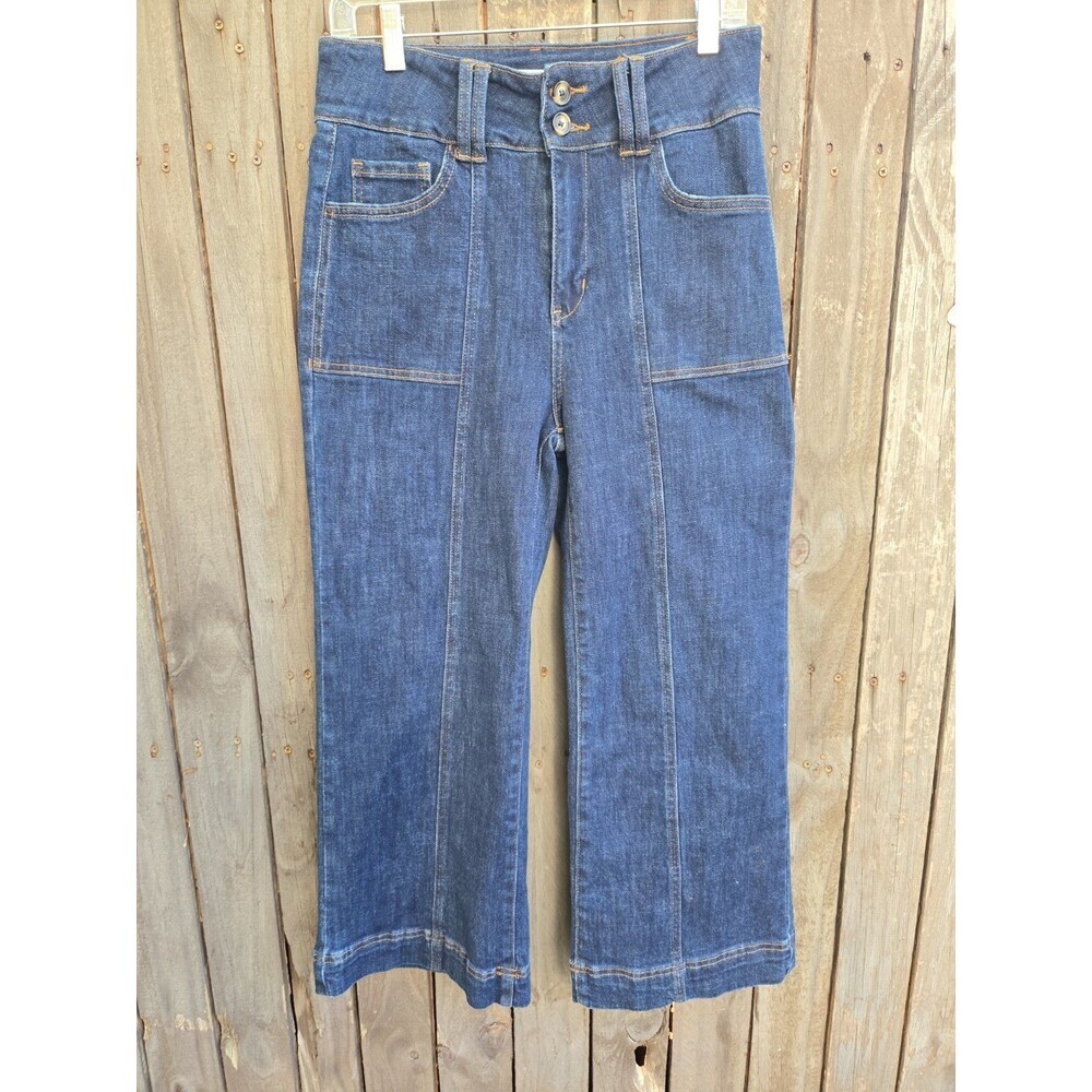 Mica Boutique Denim Wide Crop Super High size 28 Double Button Waist